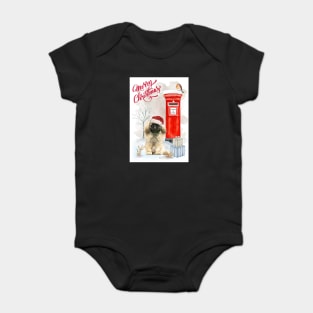 Pekingese Merry Christmas Santa Dog Baby Bodysuit